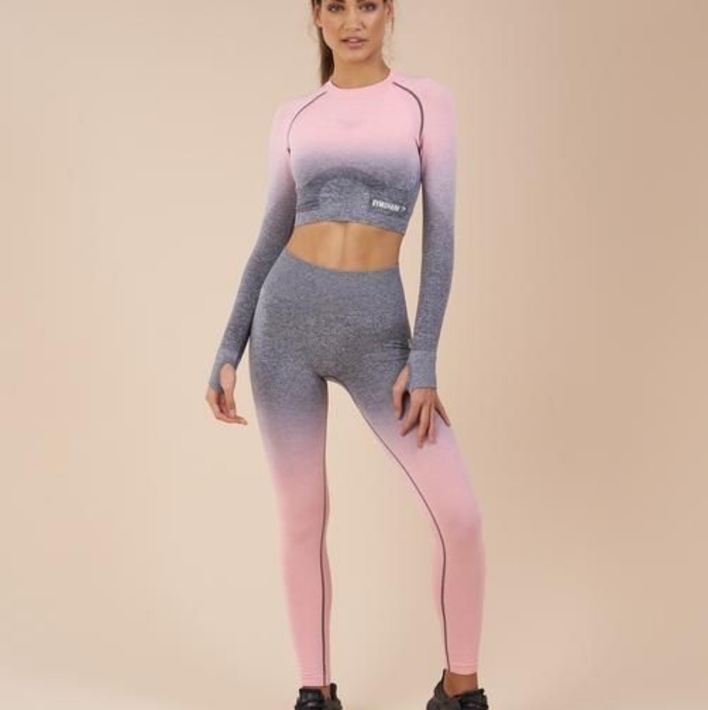 Gymshark Ombre Seamless Crop Top - Peach Pink